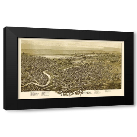 Scranton Pennsylvania - Fowler 1890  Black Modern Wood Framed Art Print with Double Matting by Fowler