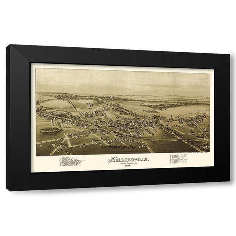 Sellersville Pennsylvania - Fowler 1894  Black Modern Wood Framed Art Print with Double Matting by Fowler