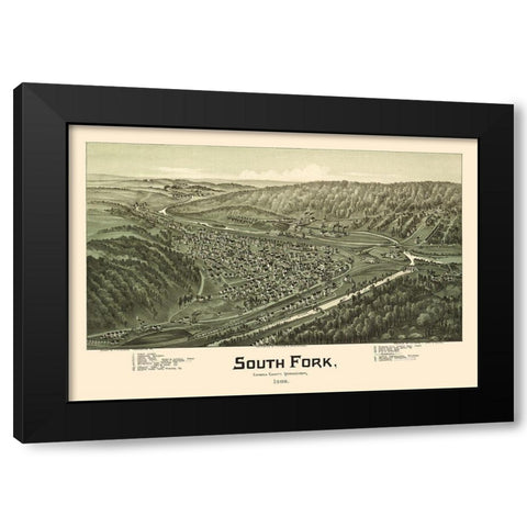 South Fork Pennsylvania - Fowler 1900  Black Modern Wood Framed Art Print with Double Matting by Fowler