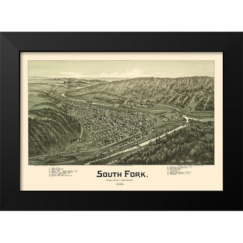 South Fork Pennsylvania - Fowler 1900  Black Modern Wood Framed Art Print by Fowler