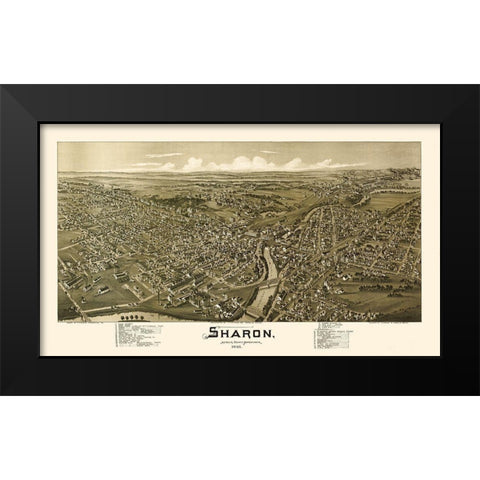 Sharon Pennsylvania - Fowler 1901  Black Modern Wood Framed Art Print by Fowler