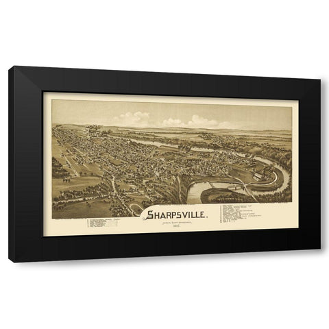 Sharpsville Pennsylvania - Fowler 1901  Black Modern Wood Framed Art Print with Double Matting by Fowler
