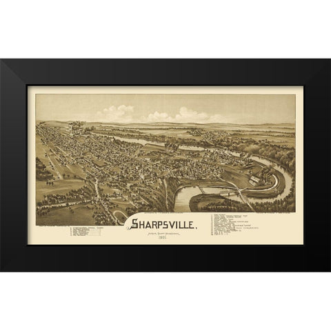 Sharpsville Pennsylvania - Fowler 1901  Black Modern Wood Framed Art Print by Fowler