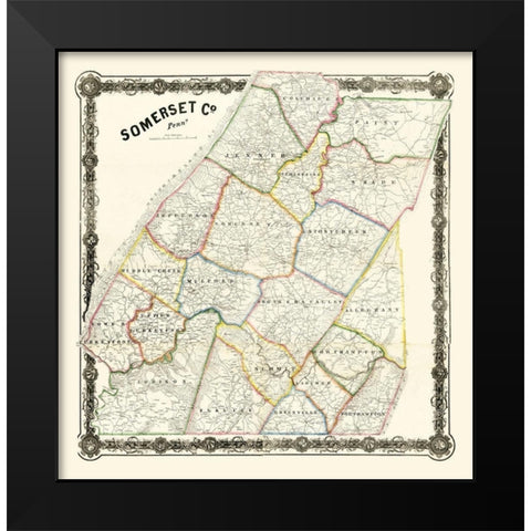 Somerset County Pennsylvania - 1860 Black Modern Wood Framed Art Print by Unknown