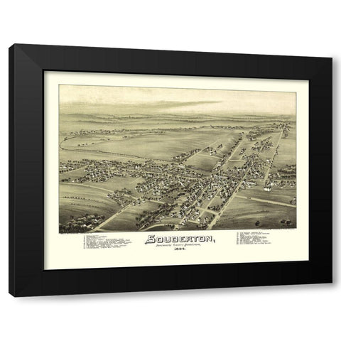 Souderton Pennsylvania - Fowler 1894  Black Modern Wood Framed Art Print with Double Matting by Fowler