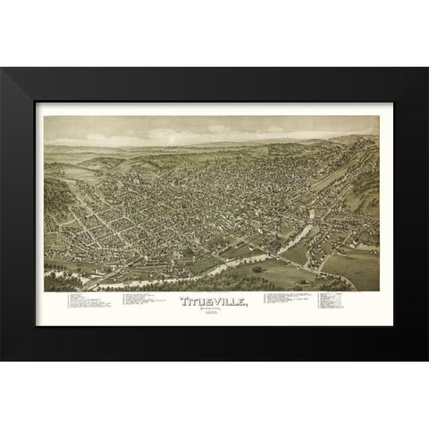 Titusville Pennsylvania - Fowler 1896  Black Modern Wood Framed Art Print by Fowler