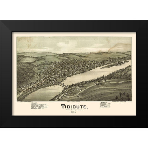 Tidioute Pennsylvania - Fowler 1896  Black Modern Wood Framed Art Print by Fowler