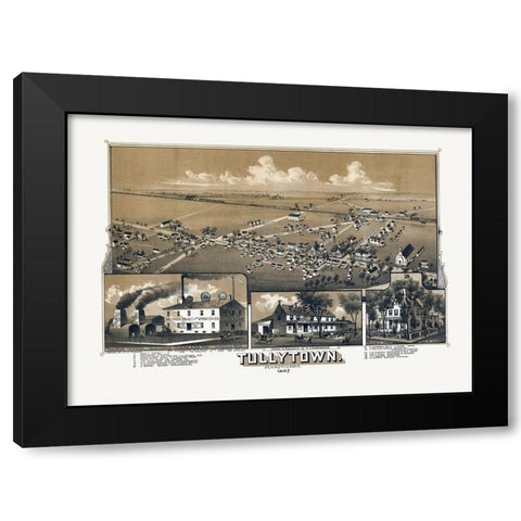 Tullytown Pennsylvania - Fowler 1887  Black Modern Wood Framed Art Print by Fowler