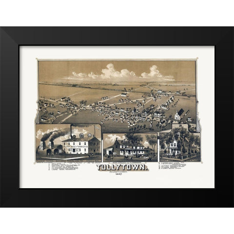 Tullytown Pennsylvania - Fowler 1887  Black Modern Wood Framed Art Print by Fowler