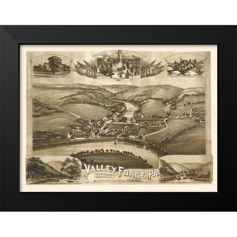 Valley Forge Pennsylvania - Moyer 1890  Black Modern Wood Framed Art Print by Moyer