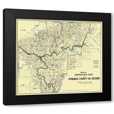 Venango Pennsylvania Landowner - Hunt 1865 Black Modern Wood Framed Art Print by Hunt