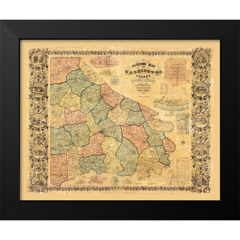 Washington County Pennsylvania - Barker 1856 Black Modern Wood Framed Art Print by Barker