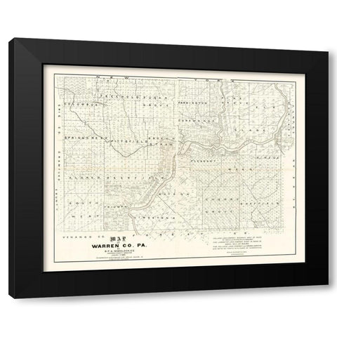 Warren County Pennsylvania - Wheelock 1889 Black Modern Wood Framed Art Print with Double Matting by Wheeler