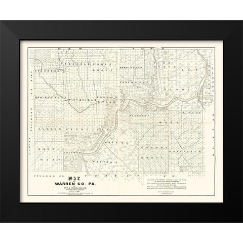 Warren County Pennsylvania - Wheelock 1889 Black Modern Wood Framed Art Print by Wheeler