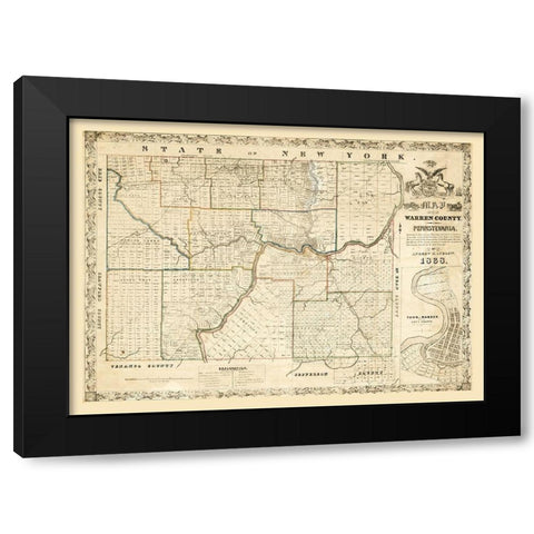 Warren County Pennsylvania - Ludlow 1838 Black Modern Wood Framed Art Print with Double Matting by Ludlow