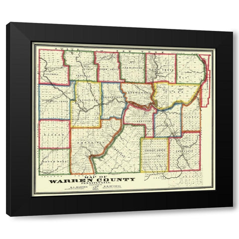 Warren County Pennsylvania - Barnes 1865 Black Modern Wood Framed Art Print by Barnes