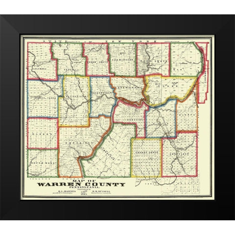 Warren County Pennsylvania - Barnes 1865 Black Modern Wood Framed Art Print by Barnes