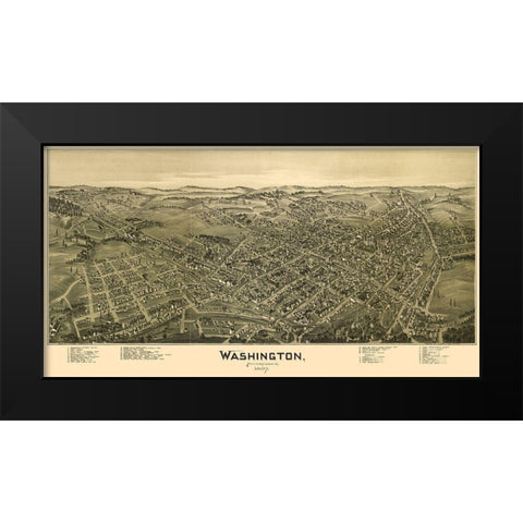 Washington Pennsylvania - Fowler 1897  Black Modern Wood Framed Art Print by Fowler