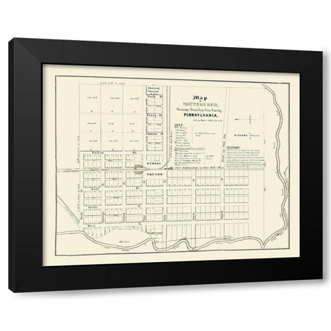 Wattsburg Pennsylvania - Baker 1836  Black Modern Wood Framed Art Print by Baker
