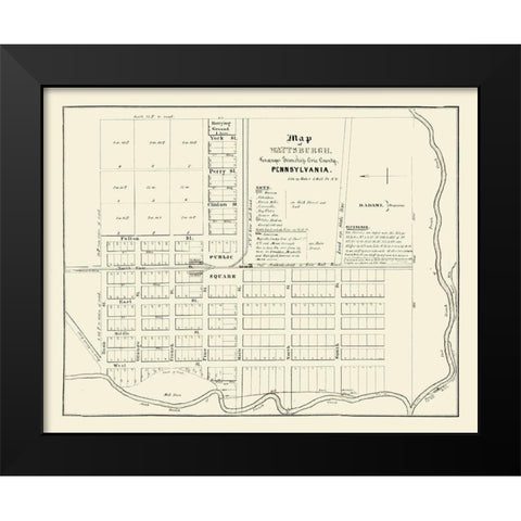 Wattsburg Pennsylvania - Baker 1836  Black Modern Wood Framed Art Print by Baker
