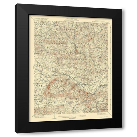 Wernersville Pennsylvania Quad - USGS 1902 Black Modern Wood Framed Art Print with Double Matting by USGS