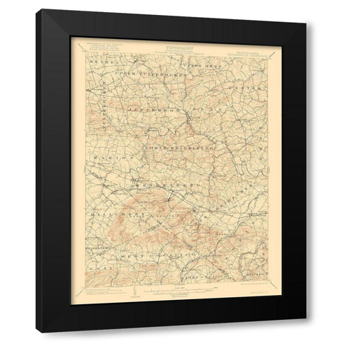 Wernersville Pennsylvania Quad - USGS 1902 Black Modern Wood Framed Art Print with Double Matting by USGS