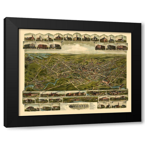 Webster Pennsylvania - Bailey 1892  Black Modern Wood Framed Art Print by Bailey