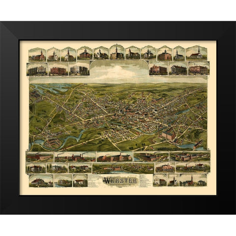 Webster Pennsylvania - Bailey 1892  Black Modern Wood Framed Art Print by Bailey