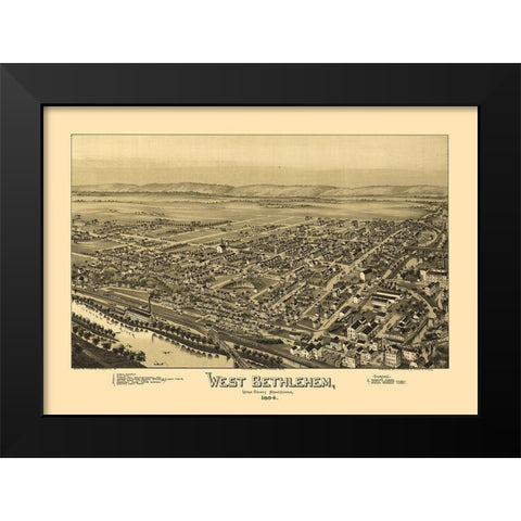 West Bethlehem Pennsylvania - Fowler 1894  Black Modern Wood Framed Art Print by Fowler