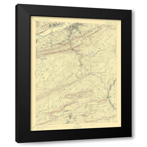 WilkesBarre Pennsylvania Sheet - USGS 1891 Black Modern Wood Framed Art Print with Double Matting by USGS