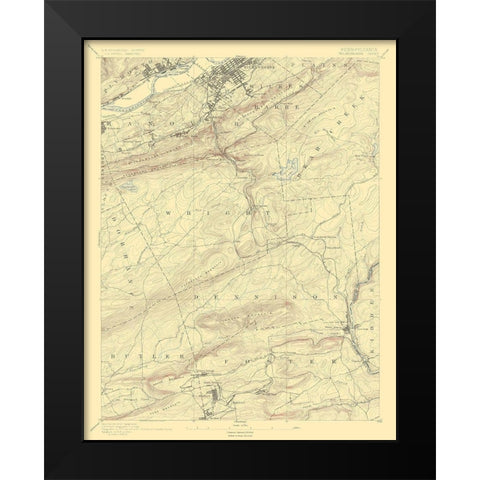 WilkesBarre Pennsylvania Sheet - USGS 1891 Black Modern Wood Framed Art Print by USGS