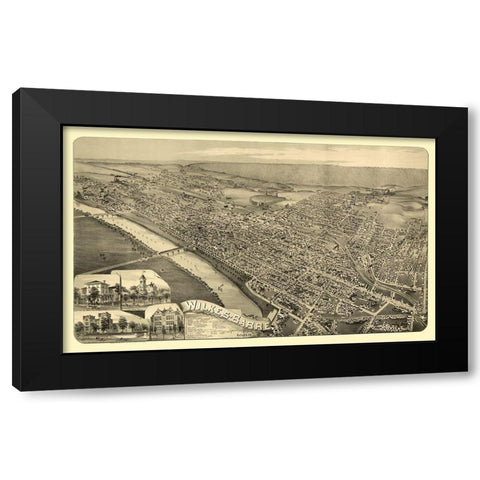Wilkes Barre Pennsylvania - Moyer 1889  Black Modern Wood Framed Art Print by Moyer