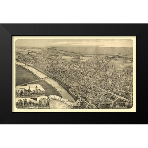 Wilkes Barre Pennsylvania - Moyer 1889  Black Modern Wood Framed Art Print by Moyer