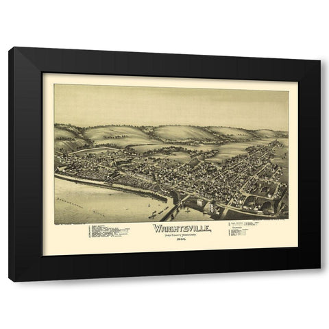 Wrightsville Pennsylvania - Fowler 1894  Black Modern Wood Framed Art Print by Fowler
