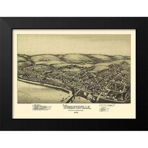 Wrightsville Pennsylvania - Fowler 1894  Black Modern Wood Framed Art Print by Fowler
