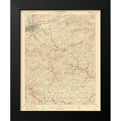 York Pennsylvania Quad - USGS 1910 Black Modern Wood Framed Art Print by USGS