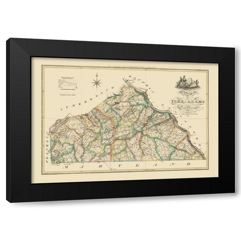 York County Pennsylvania - Wagner 1821 Black Modern Wood Framed Art Print with Double Matting by Wagner