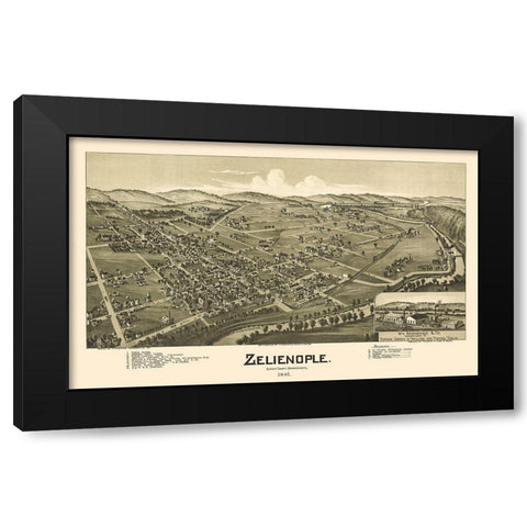 Zelienople Pennsylvania - Fowler 1901  Black Modern Wood Framed Art Print by Fowler