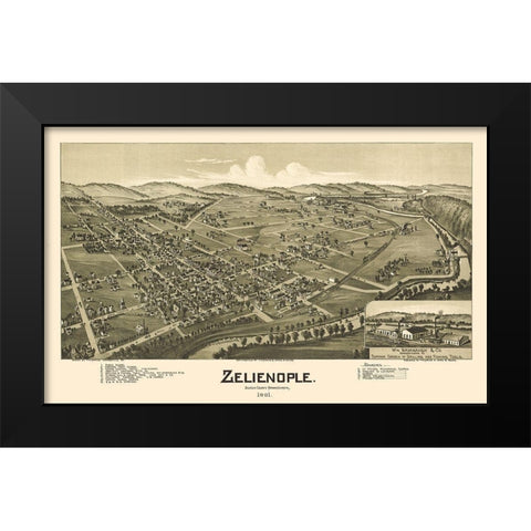 Zelienople Pennsylvania - Fowler 1901  Black Modern Wood Framed Art Print by Fowler