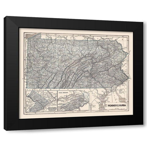 Pennsylvania - Morse 1845 Black Modern Wood Framed Art Print with Double Matting by Morse