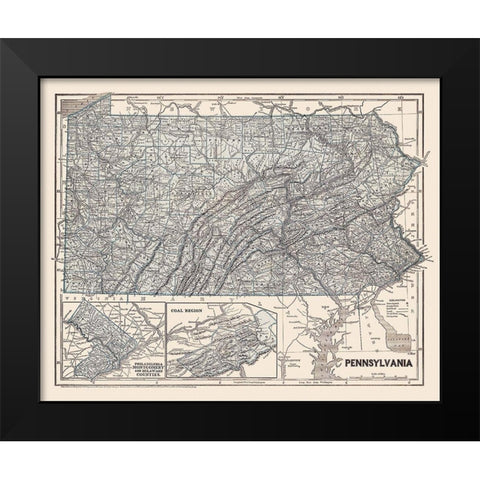 Pennsylvania - Morse 1845 Black Modern Wood Framed Art Print by Morse