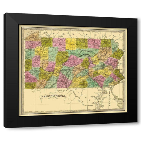 Pennsylvania - Greenleaf 1840 Black Modern Wood Framed Art Print with Double Matting by Greenleaf