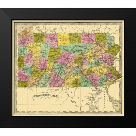 Pennsylvania - Greenleaf 1840 Black Modern Wood Framed Art Print by Greenleaf