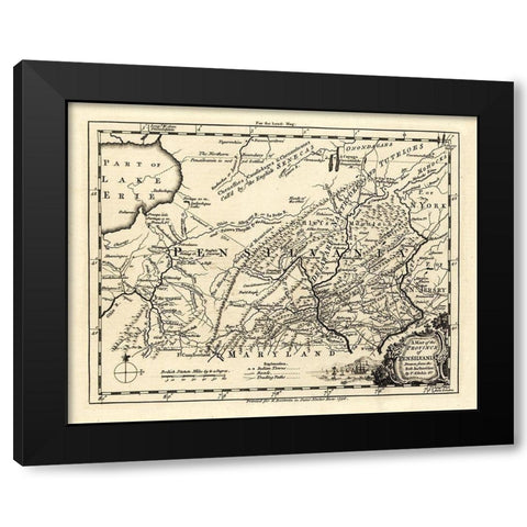 Pennsylvania - Kitchin 1756  Black Modern Wood Framed Art Print with Double Matting by Kitchin