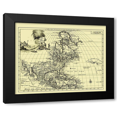 North America - 1750 Black Modern Wood Framed Art Print with Double Matting by Unknown