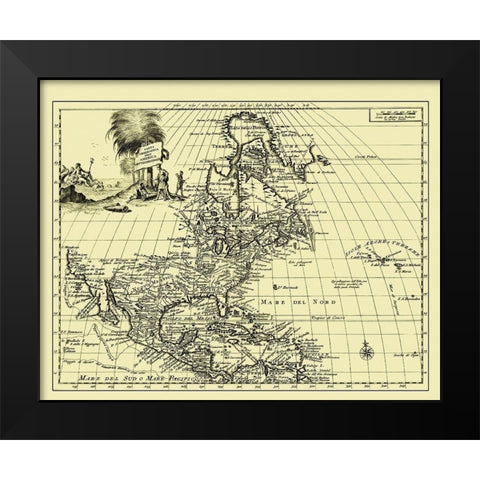 North America - 1750 Black Modern Wood Framed Art Print by Unknown