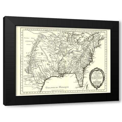 Louisiana with Neighboring Countries - 1750 Black Modern Wood Framed Art Print by Unknown