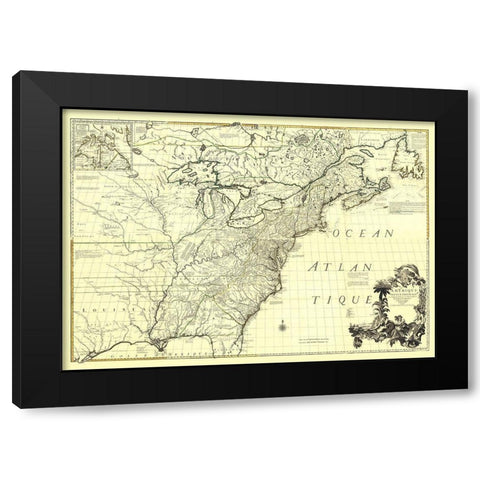 America with French English Establishments - 1756 Black Modern Wood Framed Art Print with Double Matting by Unknown