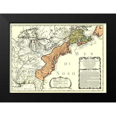 Canada Louisiana New France with English Black Modern Wood Framed Art Print by Nolin