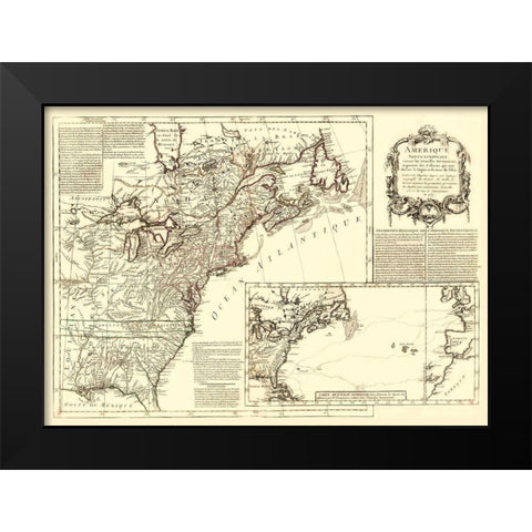 North America New Discoveries - Gefferys 1757 Black Modern Wood Framed Art Print by Gefferys